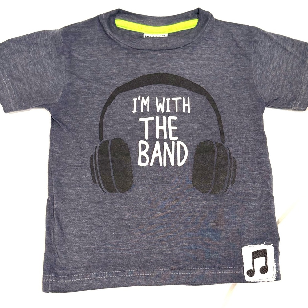 Mish Boys 2T Kids Graphic Tee with Headphones Gray